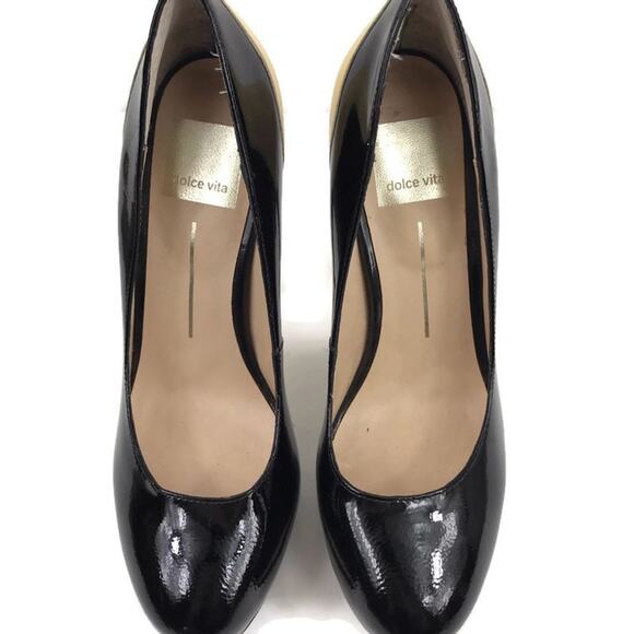 Dolce Vita Patent Leather Beige Black High Heels Shoes Womens Sz 6.5M - Picture 5 of 9